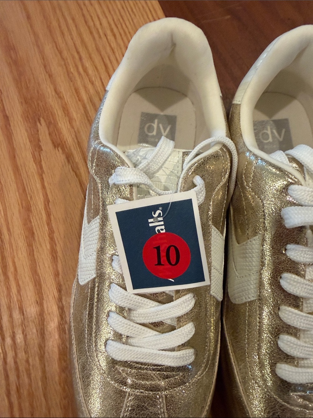 Dolce Vita Metallic Gold and White Sneakers - Picture 4 of 5